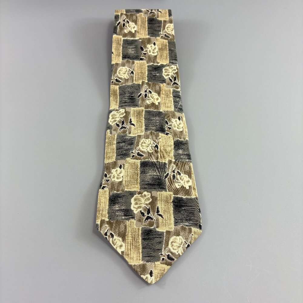 Peter Thomas by Superba Grey / Beige Floral Men's Tie 4" x 59" Vintage